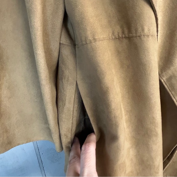 H&M Womens Faux‎ Suede Duster Jacket US Size 6 EU 36 Open Front Tan Western Boho - Picture 4 of 9